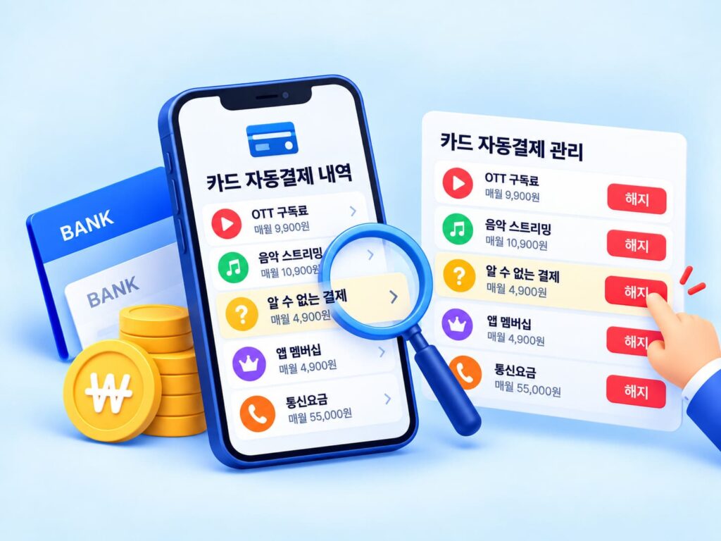 카드 자동결제 내역 조회 및 해지 방법, 모르는 정기결제 확인하기