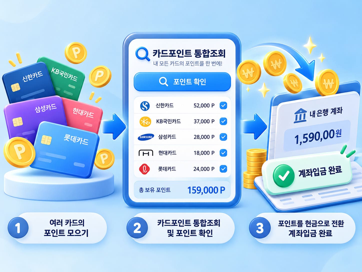 카드포인트 현금화 방법, 통합조회부터 계좌입금까지
